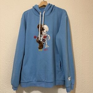 Fifth Loop Mens Bitter Sweet Bear Pullover Hoodie Blue 2XL Textured Hoodie Lined